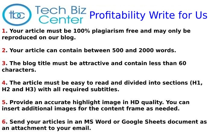 Guidelines of the article - Profitability Write for Us